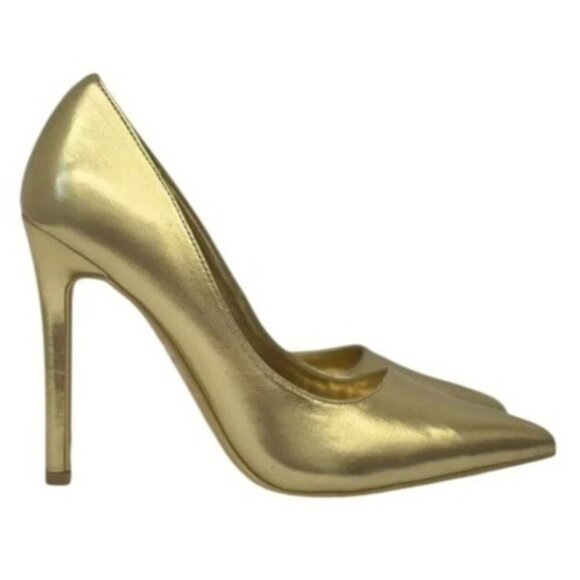 OLIVIA FERGUSON / Kiara / Gold / Pointed-Toe / High Heel Pumps / Size 8 / Faux L - Picture 1 of 7